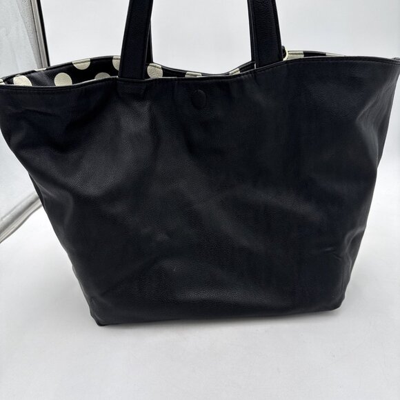 Betsey Johnson Large Black White Polka Dotted Tote Bag Reversible - Picture 9 of 13